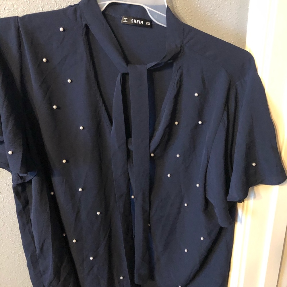 Navy sheer blouse
